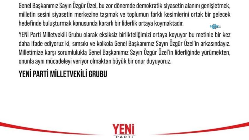 YENİ Parti’den Özgür Özel’e destek