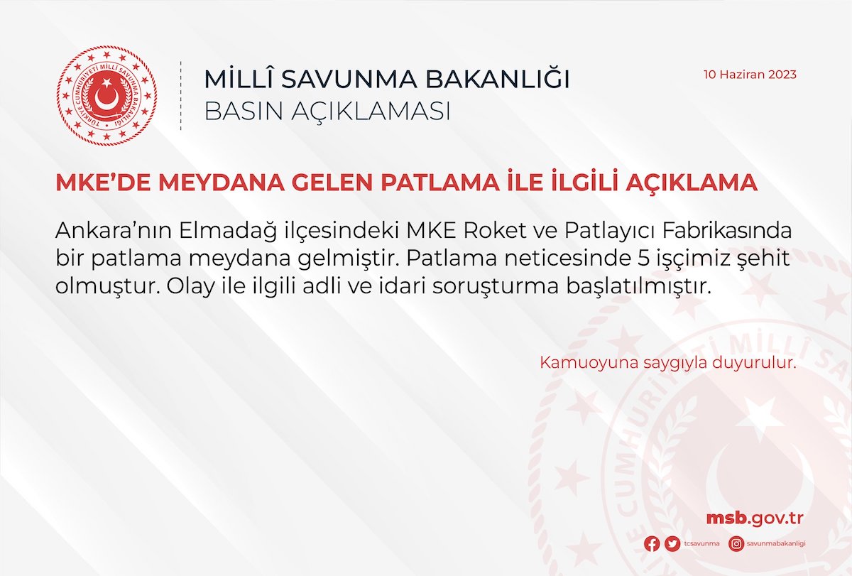 MKE Fabrikası'nda Yangın: 5 Ölü 