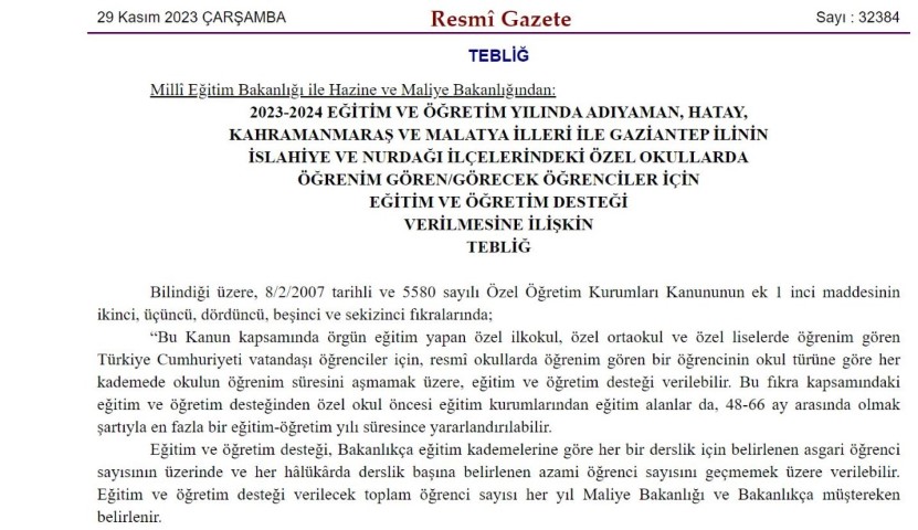 Deprem Bölgesinde Öğrencilere Eğitim Desteği 